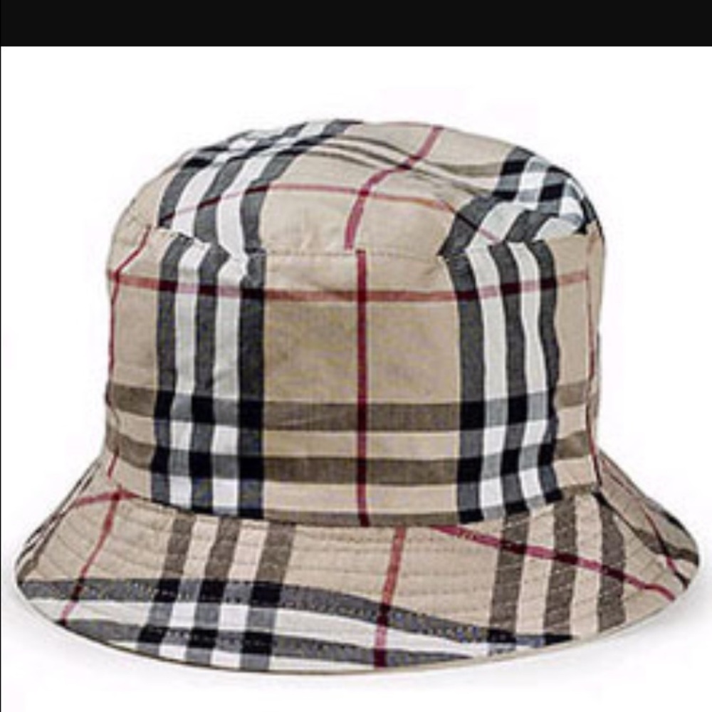 Burberry Beige Black and Red Check Bucket Hat